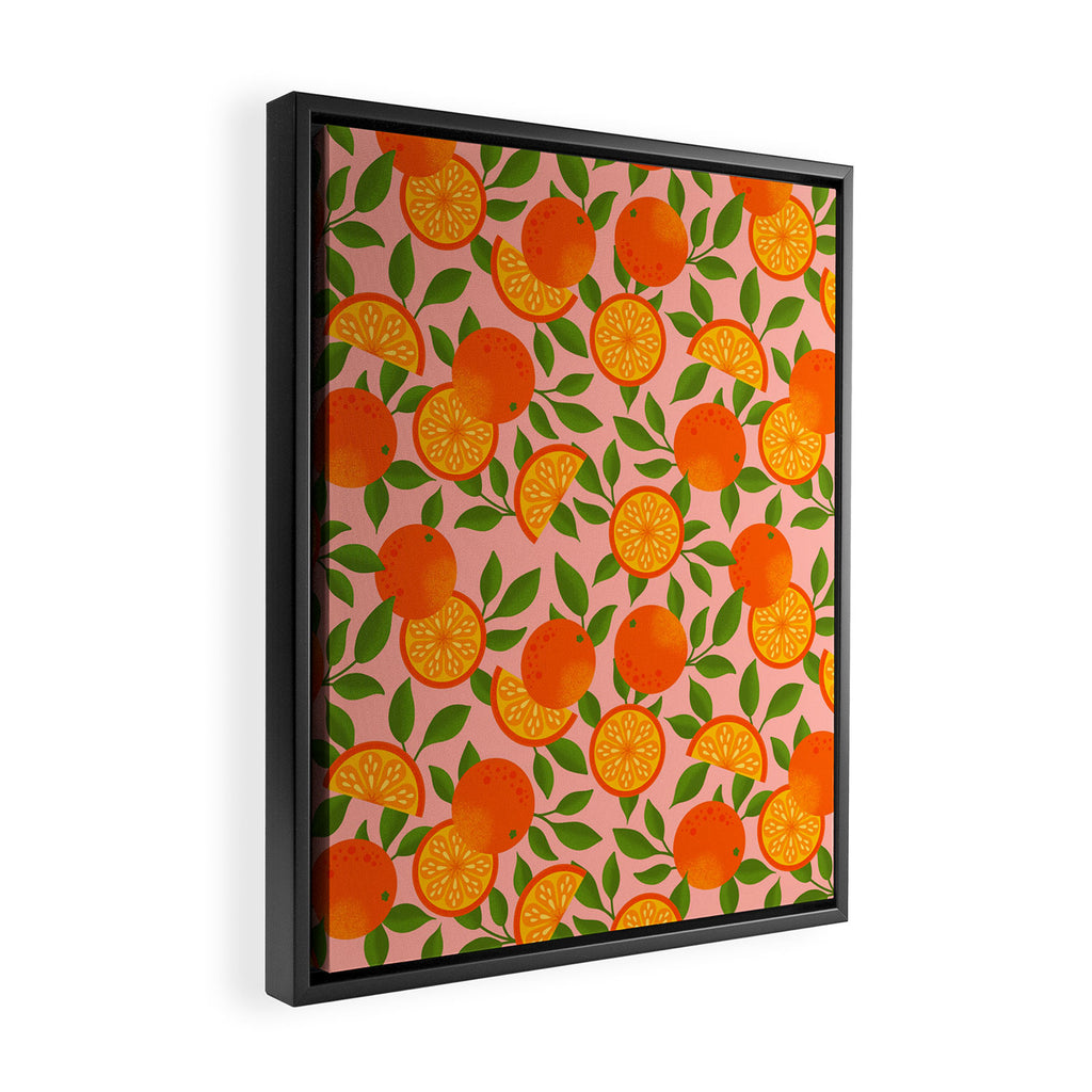 Orange Pattern on Pink Framed Canvas Print Gallery Image 2