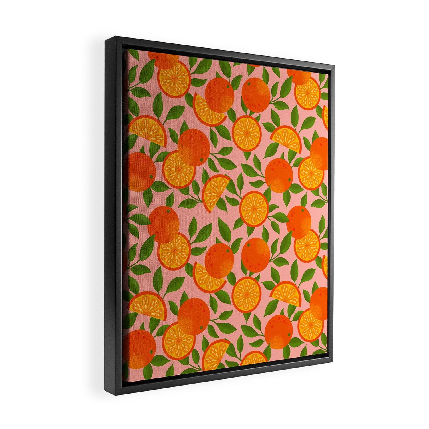 Orange Pattern on Pink Framed Canvas Print Gallery Image 2