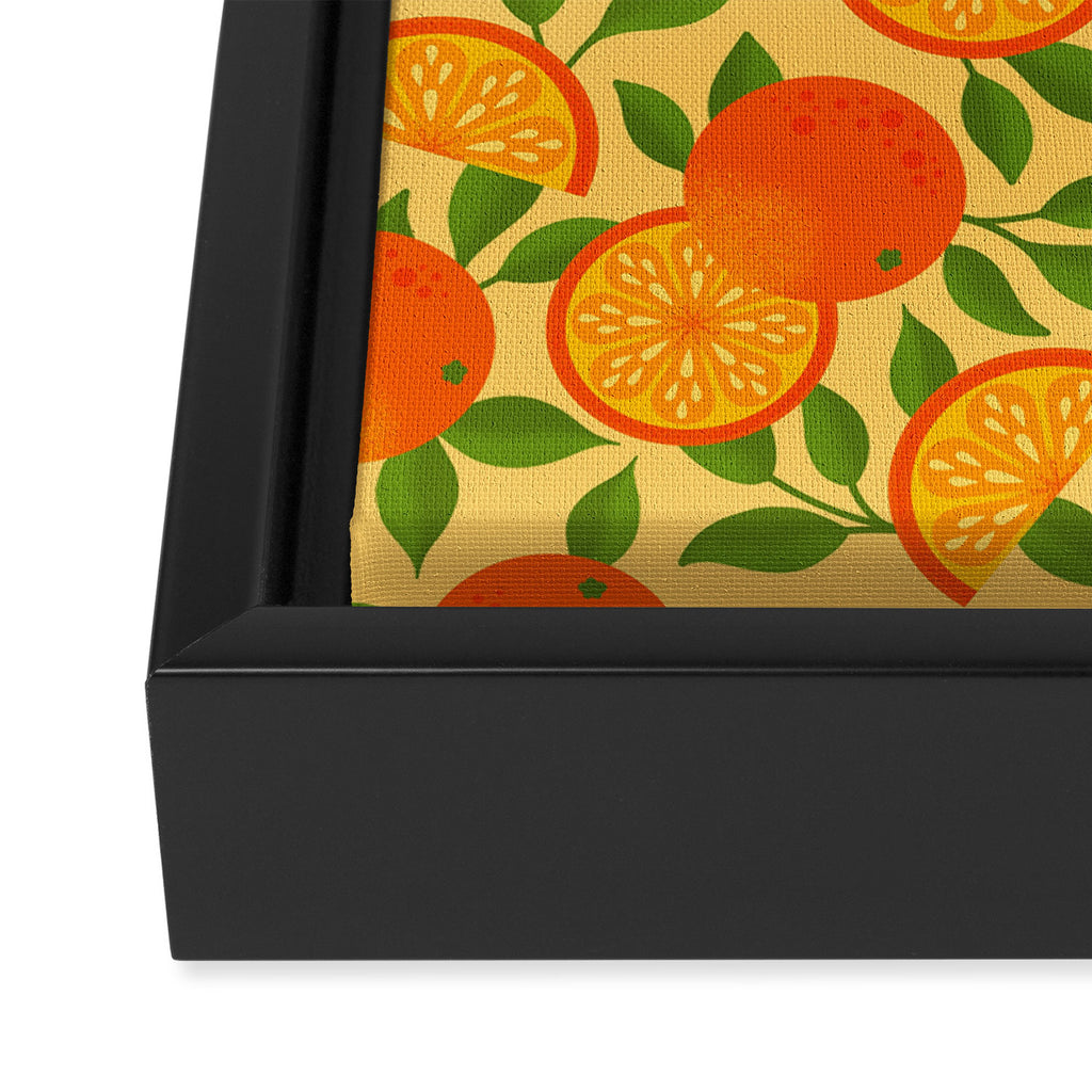 Orange Pattern on Yellow Framed Canvas Print Gallery Image 3