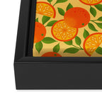 Orange Pattern on Yellow Framed Canvas Print Gallery Image 3