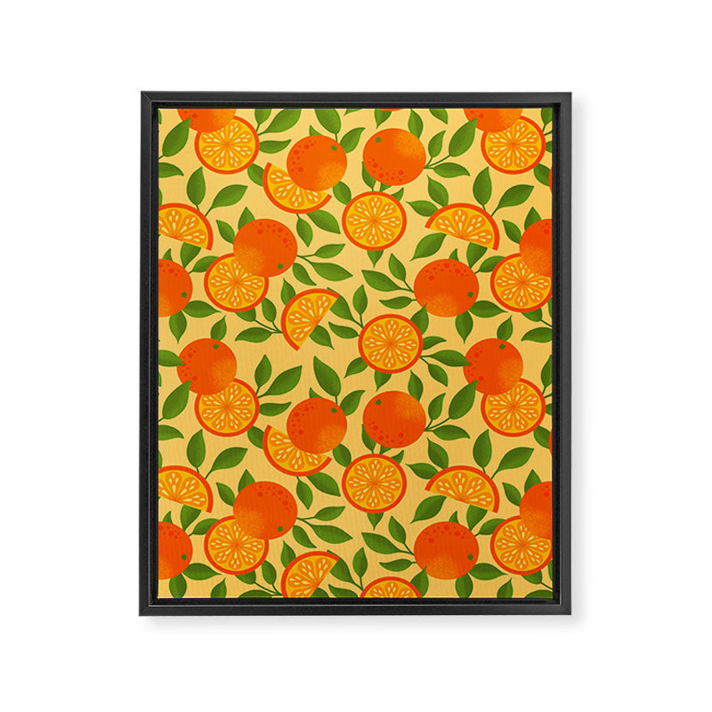 Orange Pattern on Yellow Framed Canvas Print Gallery Image 8
