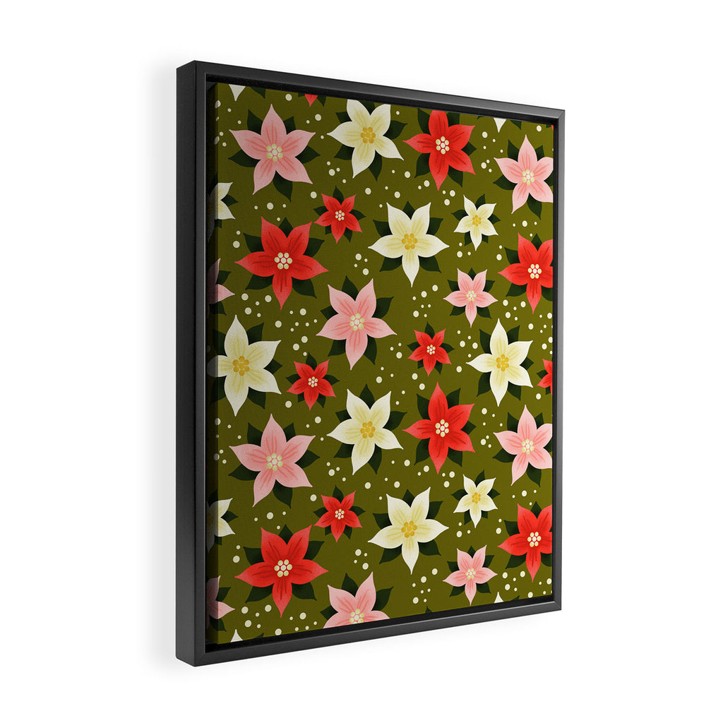 Poinsettia Pattern Framed Canvas Print Gallery Image 2