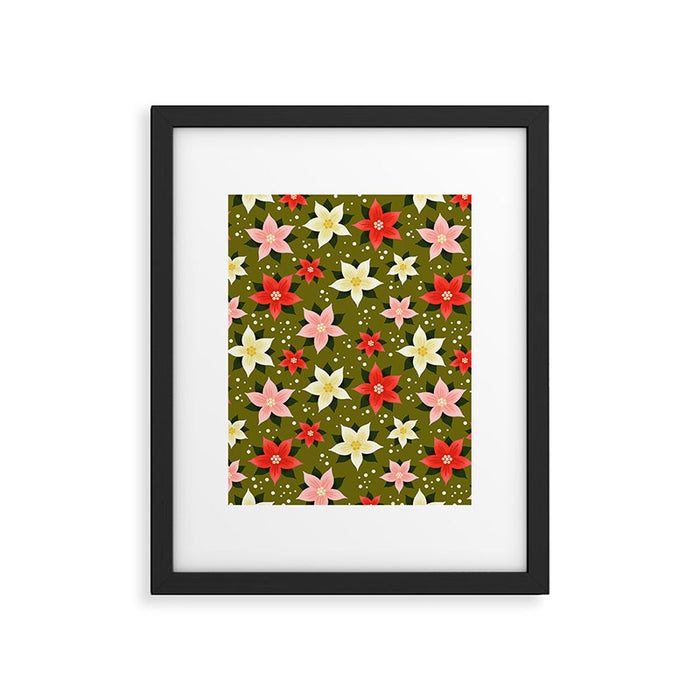 Poinsettia Pattern Framed Art Print Gallery Image 1
