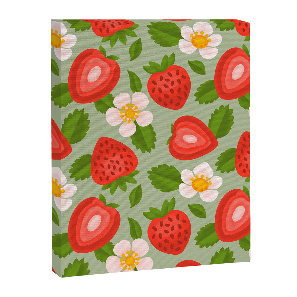 Strawberry Pattern on Mint Green Canvas Print Gallery Image 8