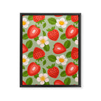 Strawberry Pattern on Mint Green Framed Canvas Print Gallery Image 8
