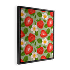 Strawberry Pattern on Mint Green Framed Canvas Print Gallery Image 2