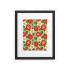 Strawberry Pattern on Mint Green Framed Art Print Gallery Image 6