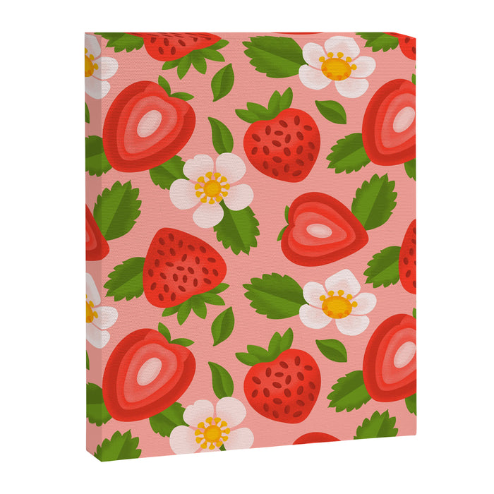 Strawberry Pattern on Pink Canvas Print Gallery Image 1