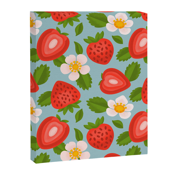 Strawberry Pattern on Sky Blue Canvas Print Gallery Image 1
