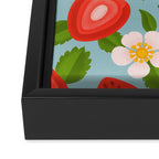 Strawberry Pattern on Sky Blue Framed Canvas Print Gallery Image 3