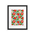 Strawberry Pattern on Sky Blue Framed Art Print Gallery Image 6