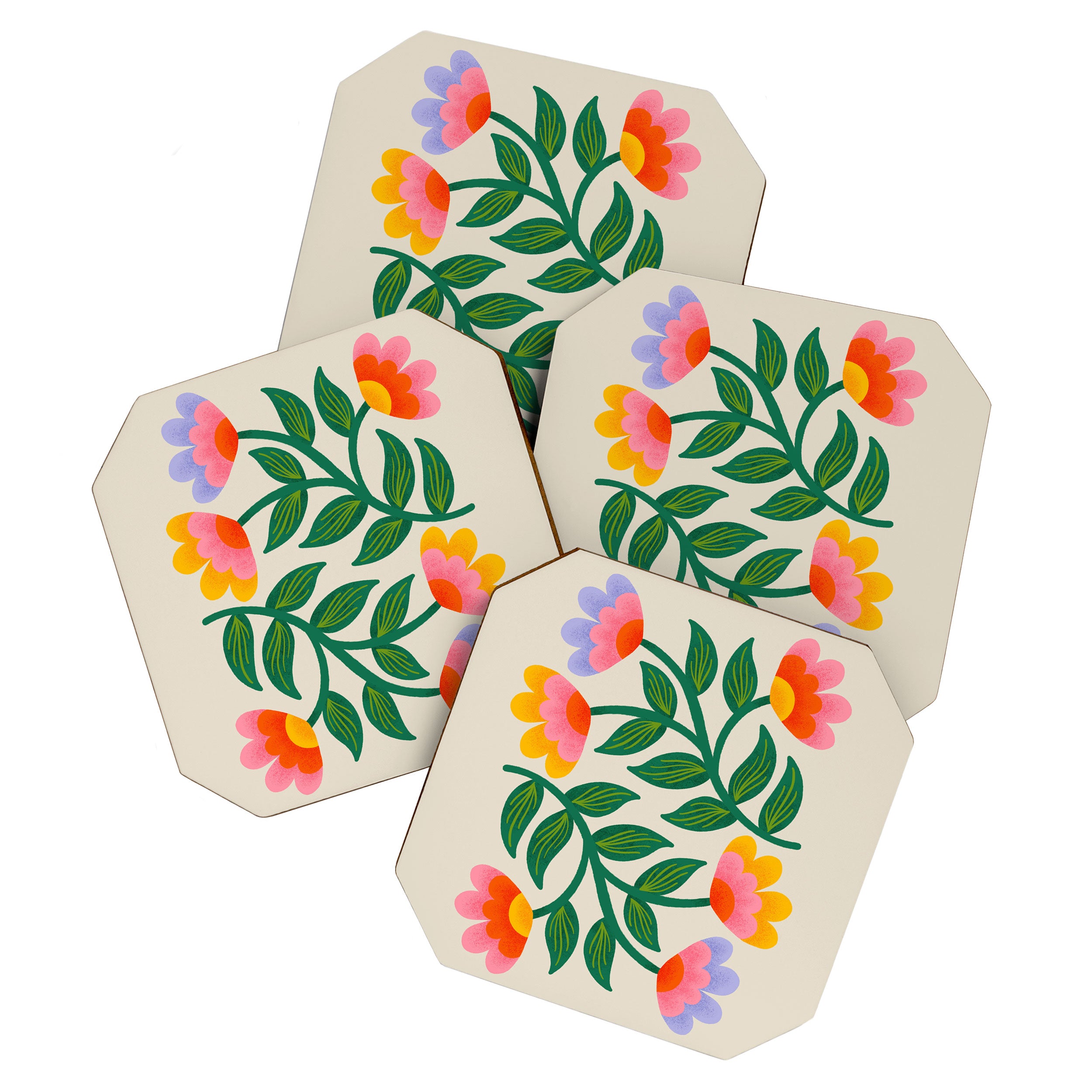 Symmetrical Flowers 1 Coaster Gallery Image 1