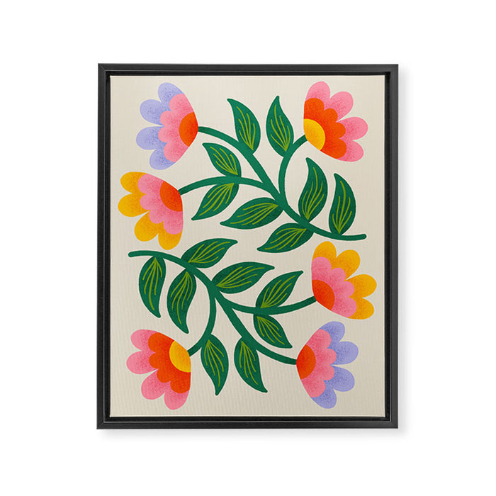 Symmetrical Flowers 1 Framed Canvas Print Gallery Image 1