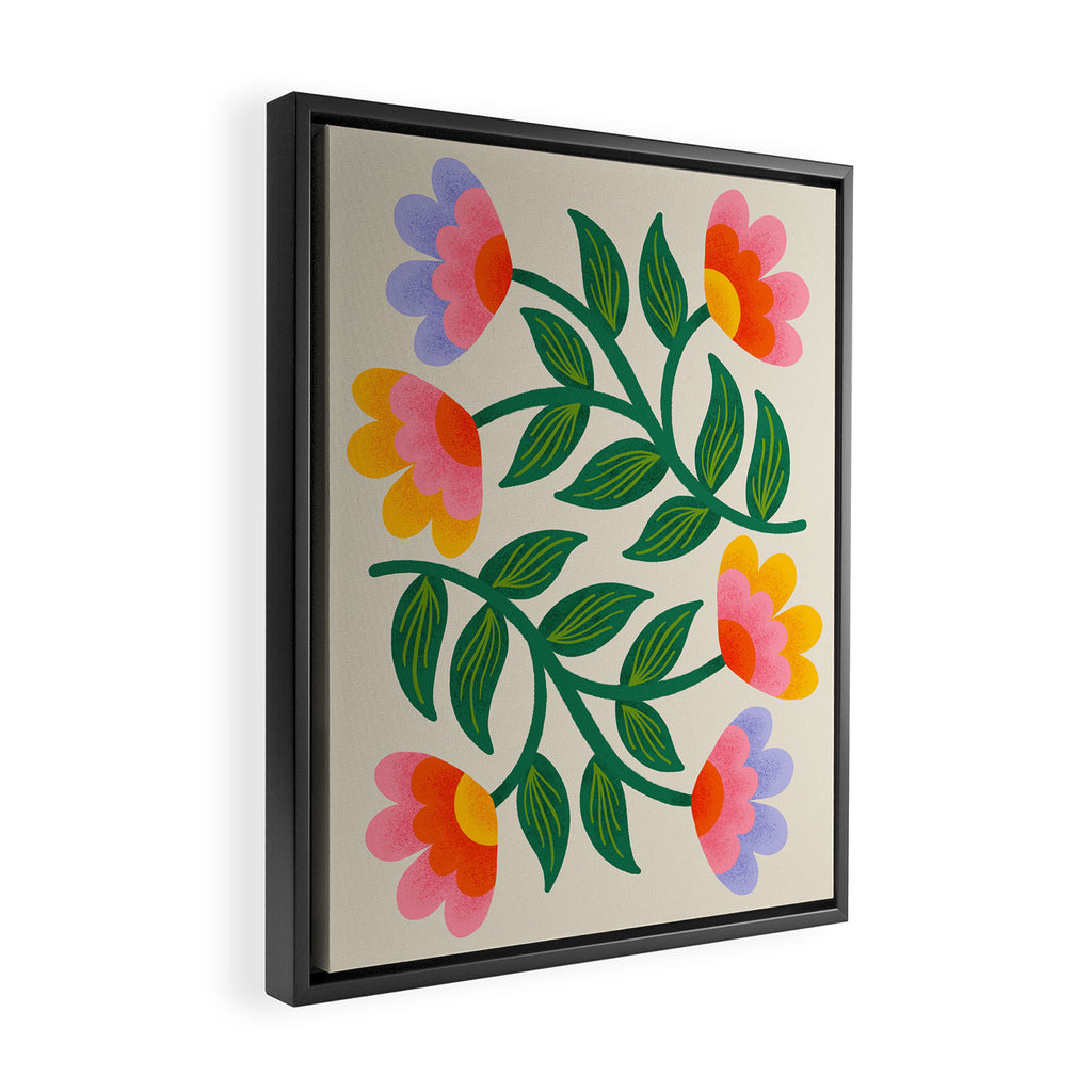 Symmetrical Flowers 1 Framed Canvas Print Gallery Image 2