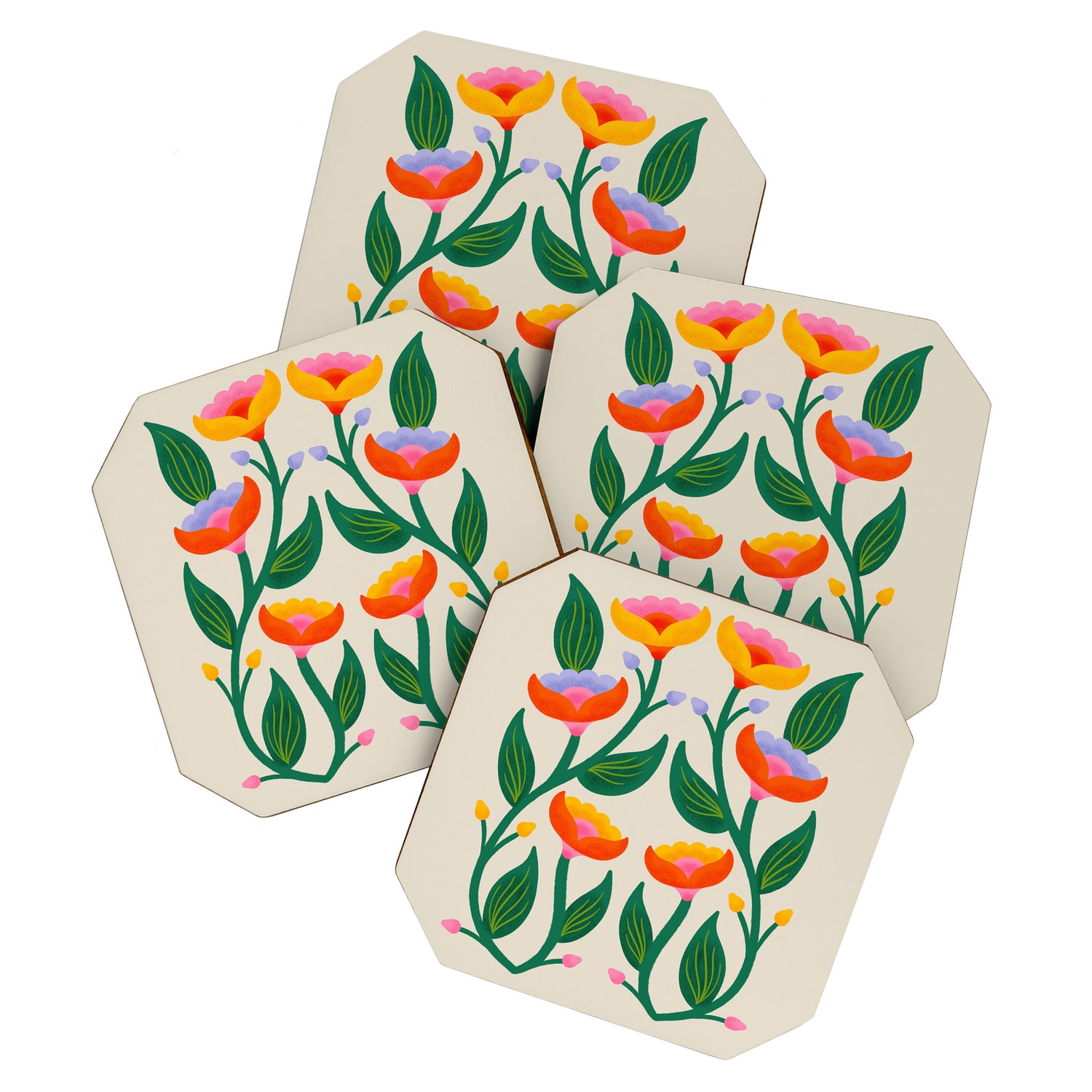 Symmetrical Flowers 2 Coaster Gallery Image 1
