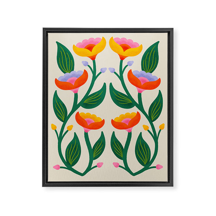 Symmetrical Flowers 2 Framed Canvas Print Gallery Image 1