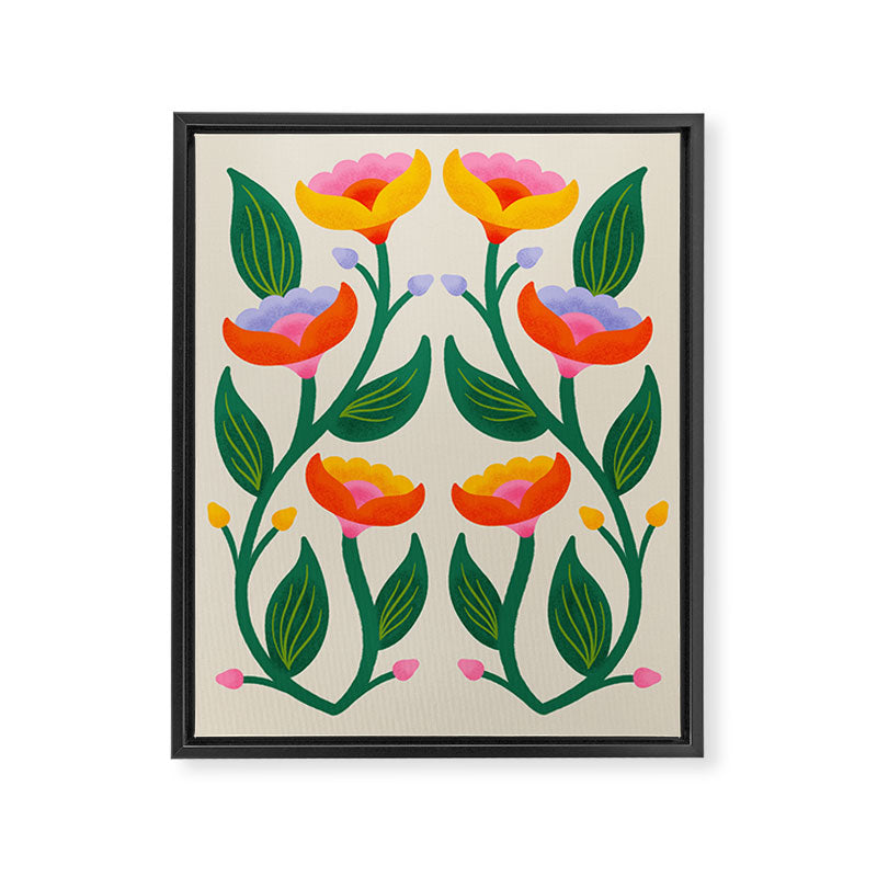 Symmetrical Flowers 2 Framed Canvas Print Gallery Image 6