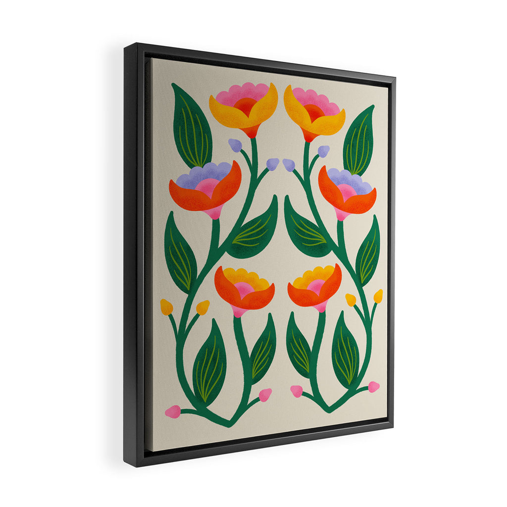 Symmetrical Flowers 2 Framed Canvas Print Gallery Image 2