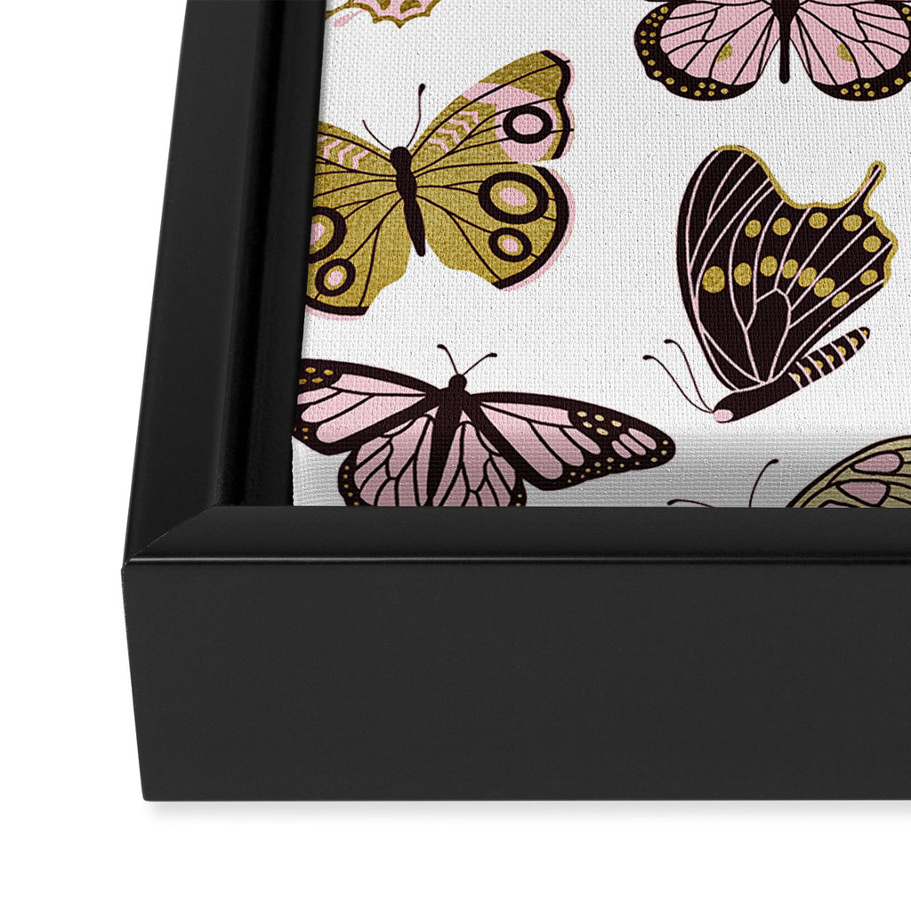 Texas Butterflies - Blush and Gold Pattern Framed Canvas Print Gallery Image 3