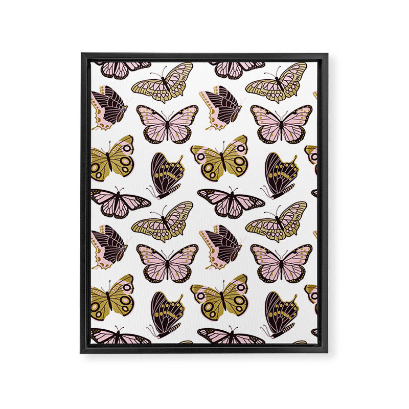 Texas Butterflies - Blush and Gold Pattern Framed Canvas Print Gallery Image 6