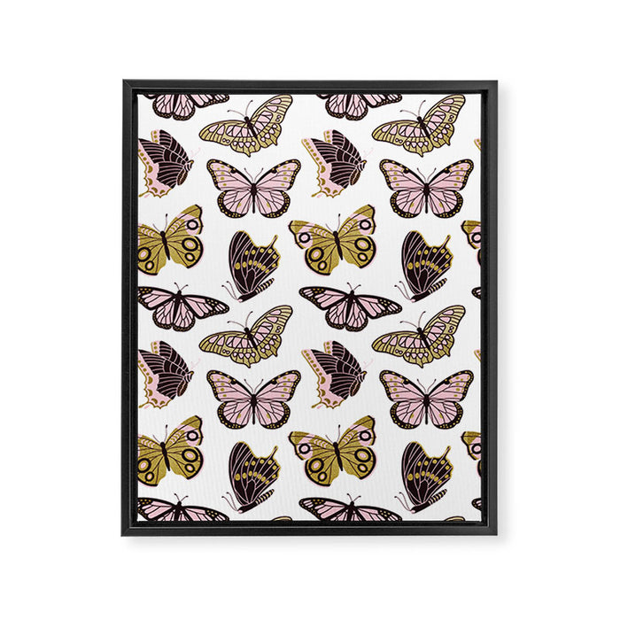 Texas Butterflies - Blush and Gold Pattern Framed Canvas Print Gallery Image 1