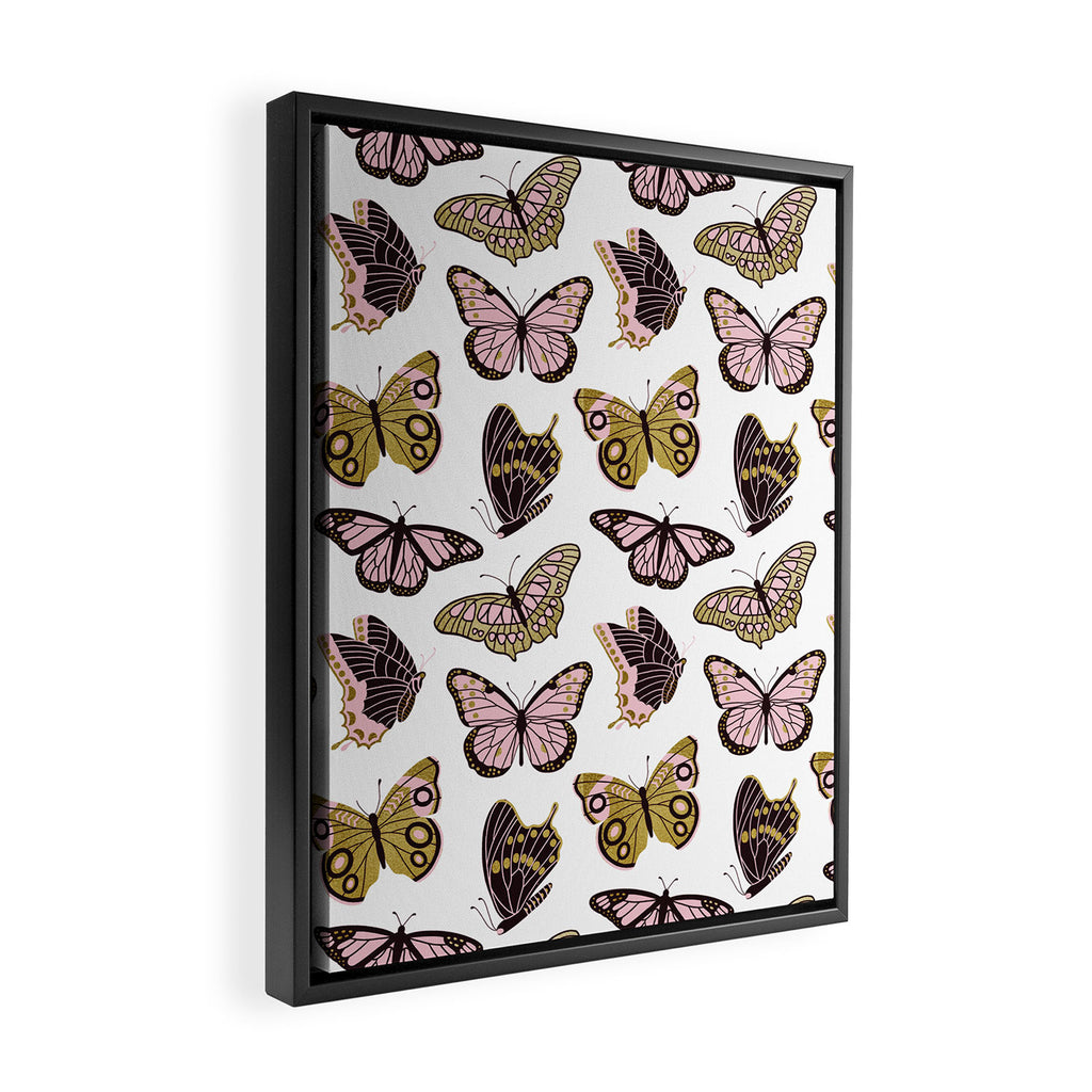Texas Butterflies - Blush and Gold Pattern Framed Canvas Print Gallery Image 2