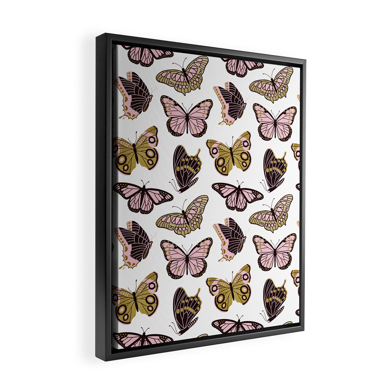 Texas Butterflies - Blush and Gold Pattern Framed Canvas Print Gallery Image 2