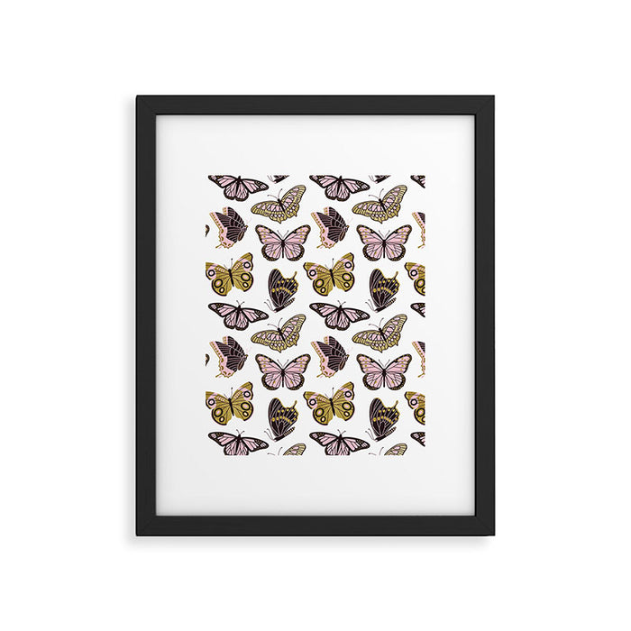 Texas Butterflies - Blush and Gold Pattern Framed Art Print Gallery Image 1