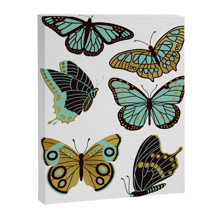 Texas Butterflies - Mint and Gold Canvas Print Gallery Image 1