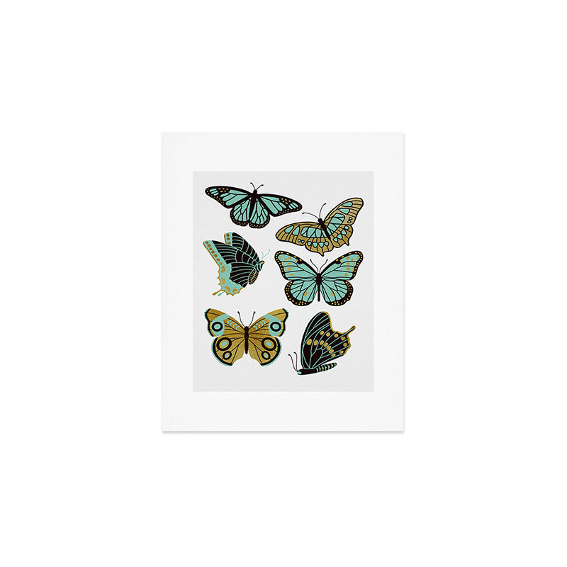 Texas Butterflies - Mint and Gold Art Print Gallery Image 1