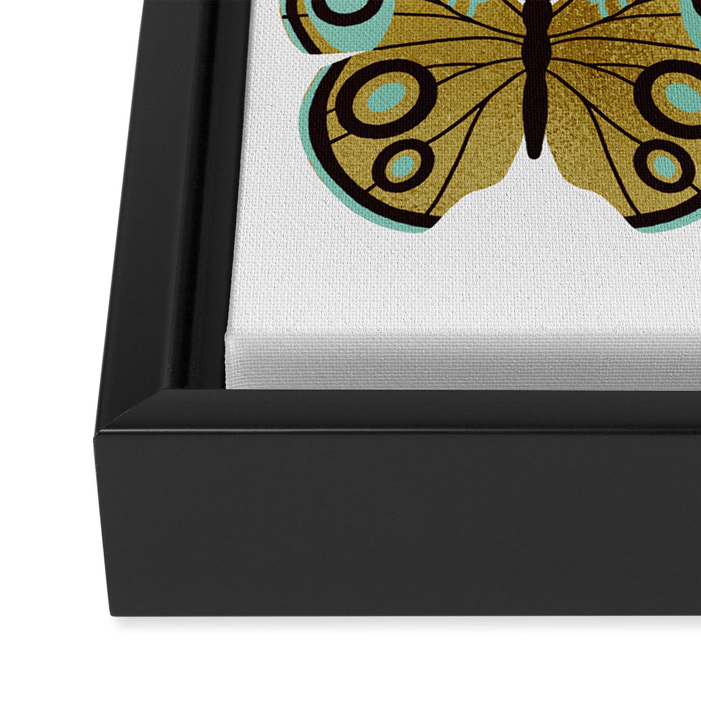 Texas Butterflies - Mint and Gold Framed Canvas Print Gallery Image 3