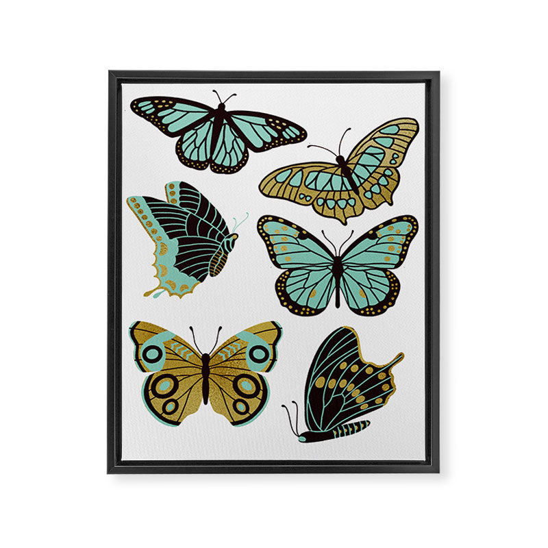 Texas Butterflies - Mint and Gold Framed Canvas Print Gallery Image 6