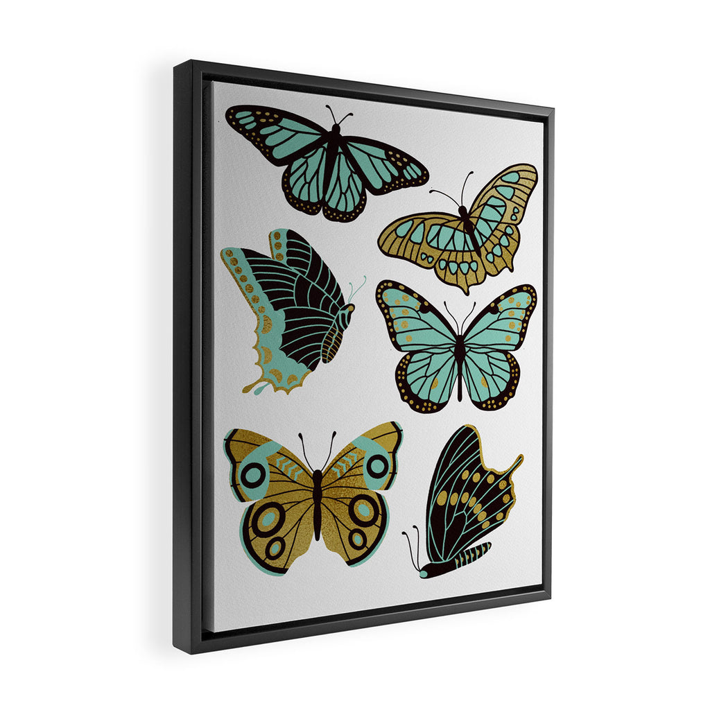 Texas Butterflies - Mint and Gold Framed Canvas Print Gallery Image 2