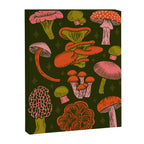 Texas Mushrooms - Bright Multicolor on Green Canvas Print Gallery Image 6