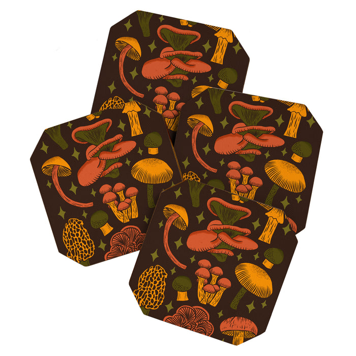 Texas Mushrooms âÂ Dark Multicolor Coaster Gallery Image 1