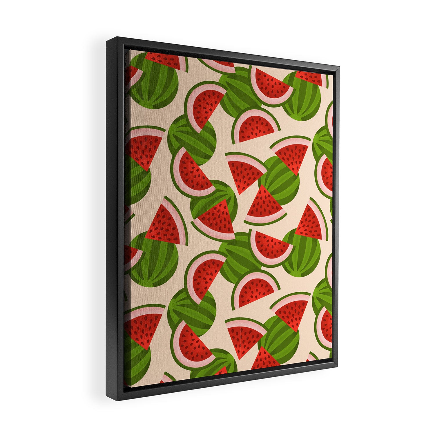Watermelon Pattern on Cream Framed Canvas Print Gallery Image 2