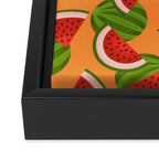 Watermelon Pattern on Orange Framed Canvas Print Gallery Image 3