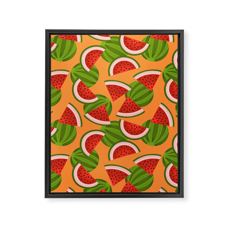 Watermelon Pattern on Orange Framed Canvas Print Gallery Image 8