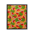 Watermelon Pattern on Orange Framed Canvas Print Gallery Image 8