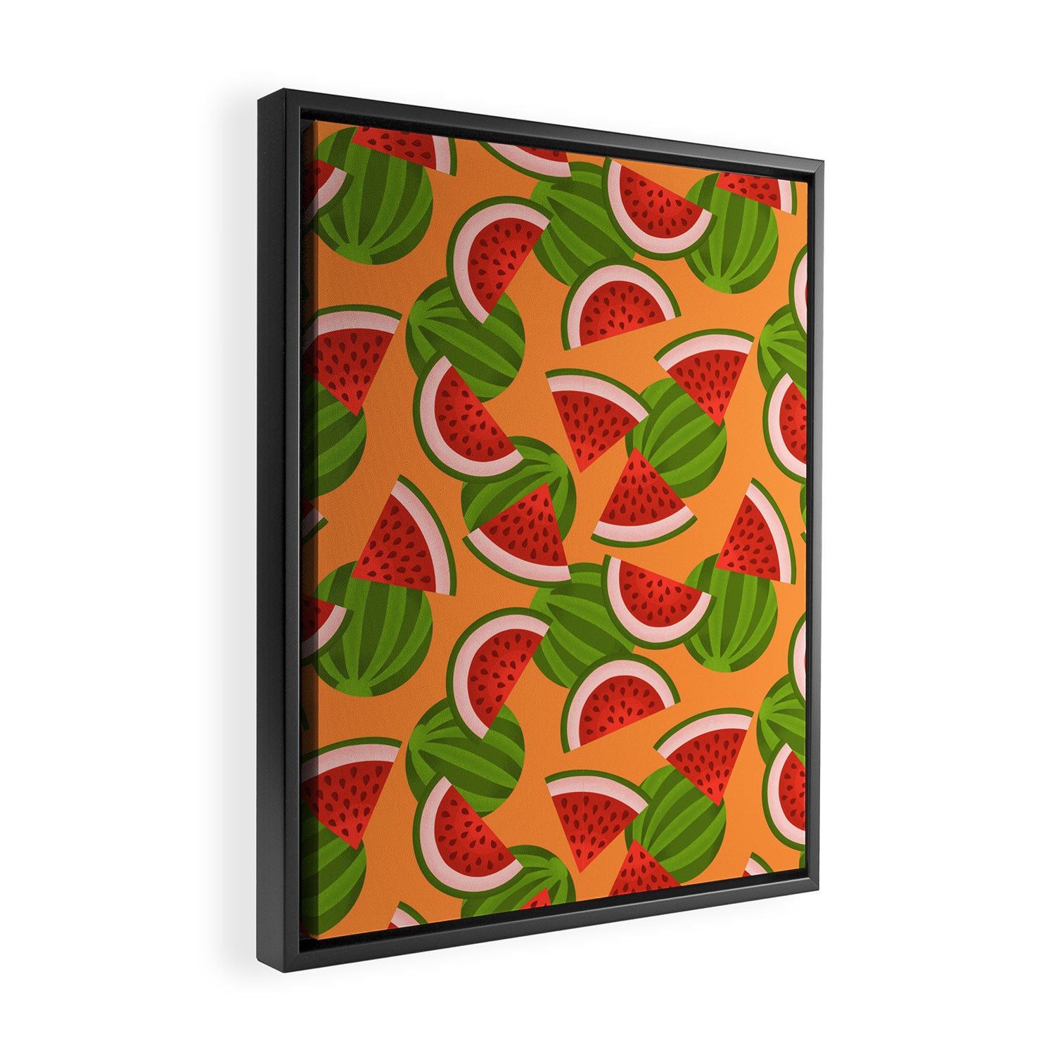 Watermelon Pattern on Orange Framed Canvas Print Gallery Image 2