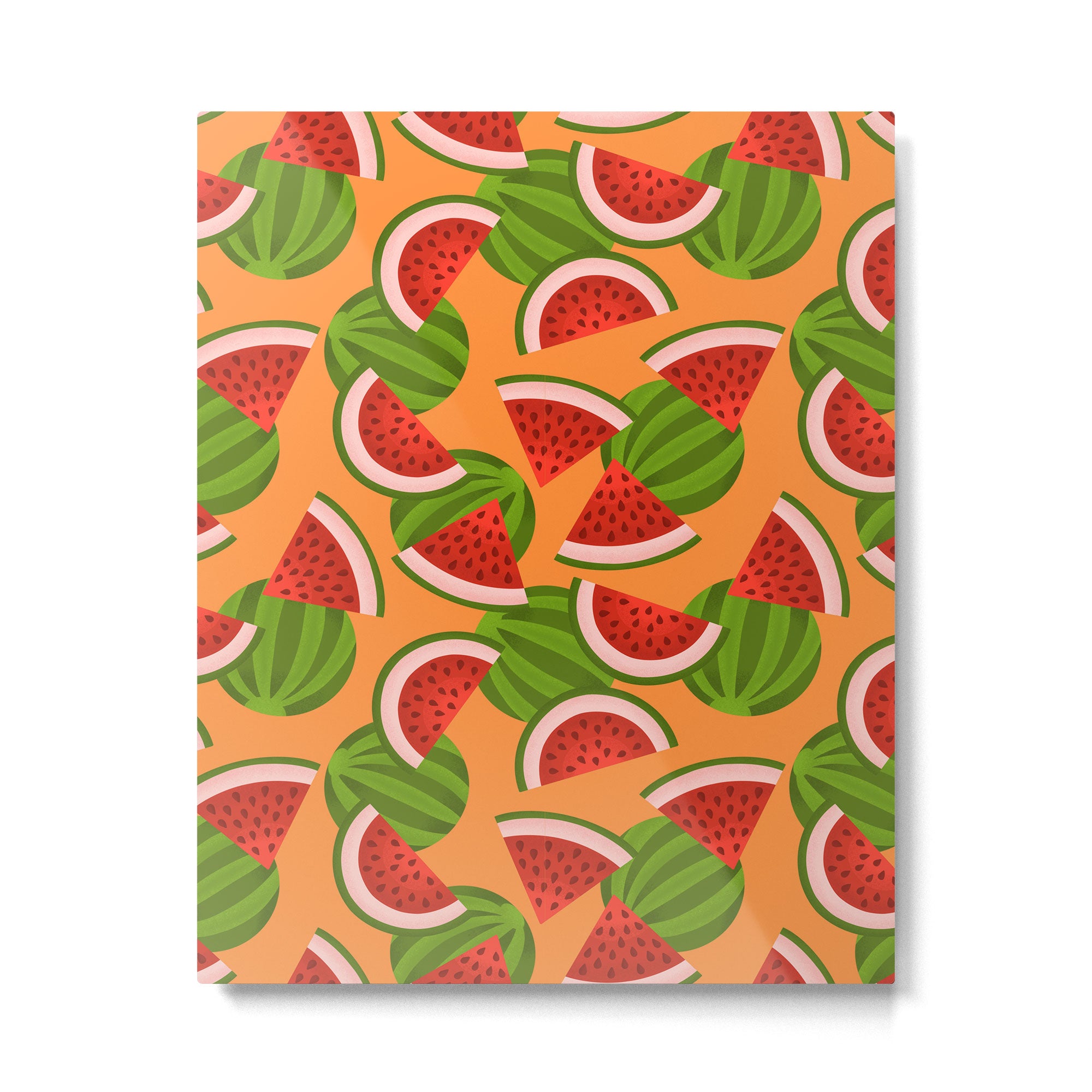 Watermelon Pattern on Orange Metal Print Gallery Image 6