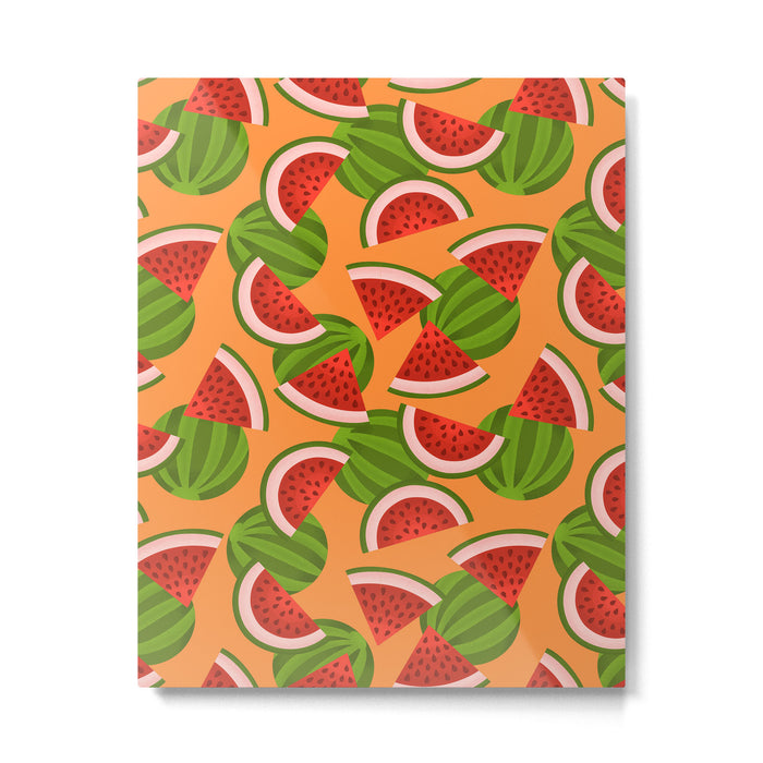 Watermelon Pattern on Orange Metal Print Gallery Image 1