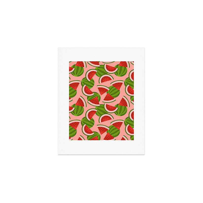 Watermelon Pattern on Pink Art Print Gallery Image 1