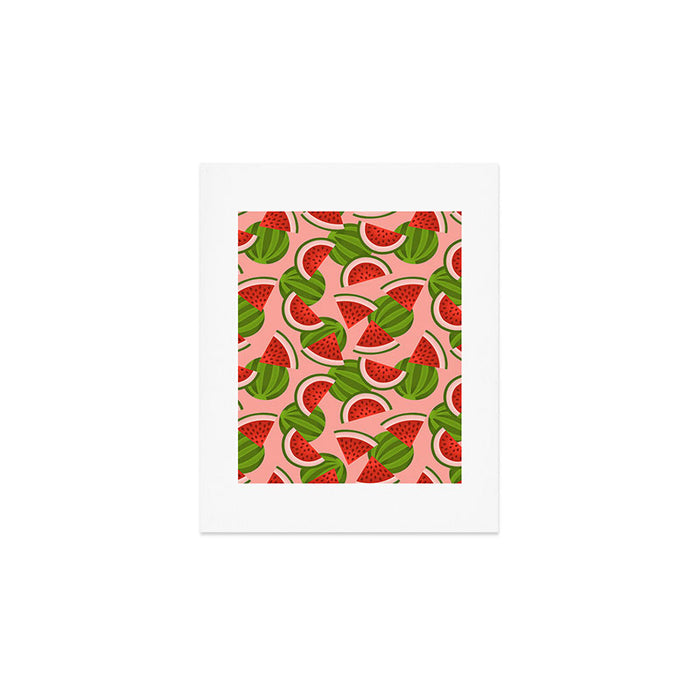 Watermelon Pattern on Pink Art Print Gallery Image 1