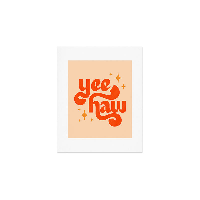 Yee Haw - Orange on Cream Art Print Gallery Image 1