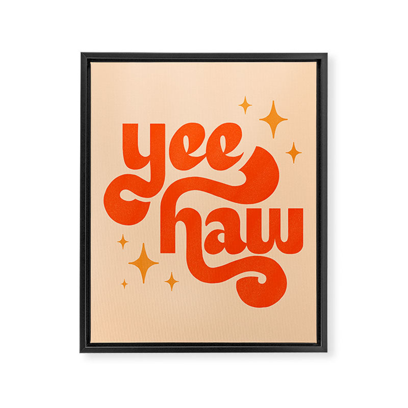 Yee Haw - Orange on Cream Framed Canvas Print Gallery Image 6