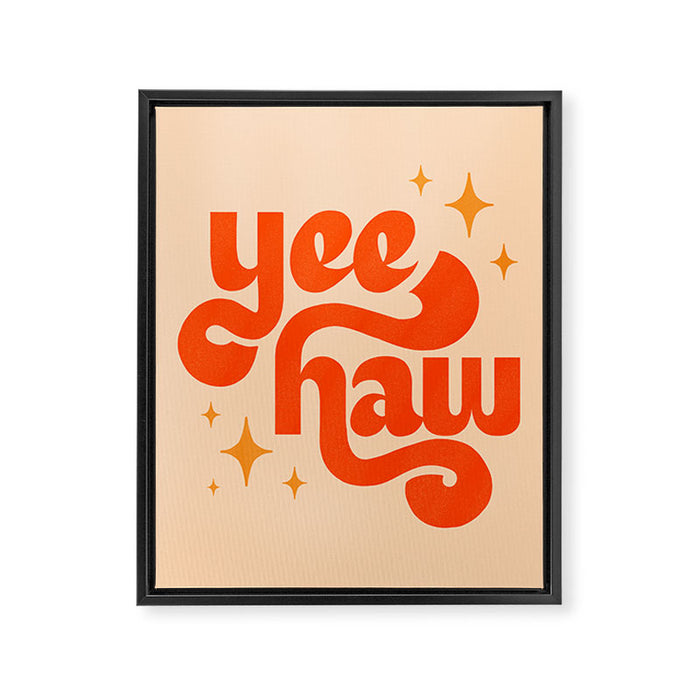 Yee Haw - Orange on Cream Framed Canvas Print Gallery Image 1