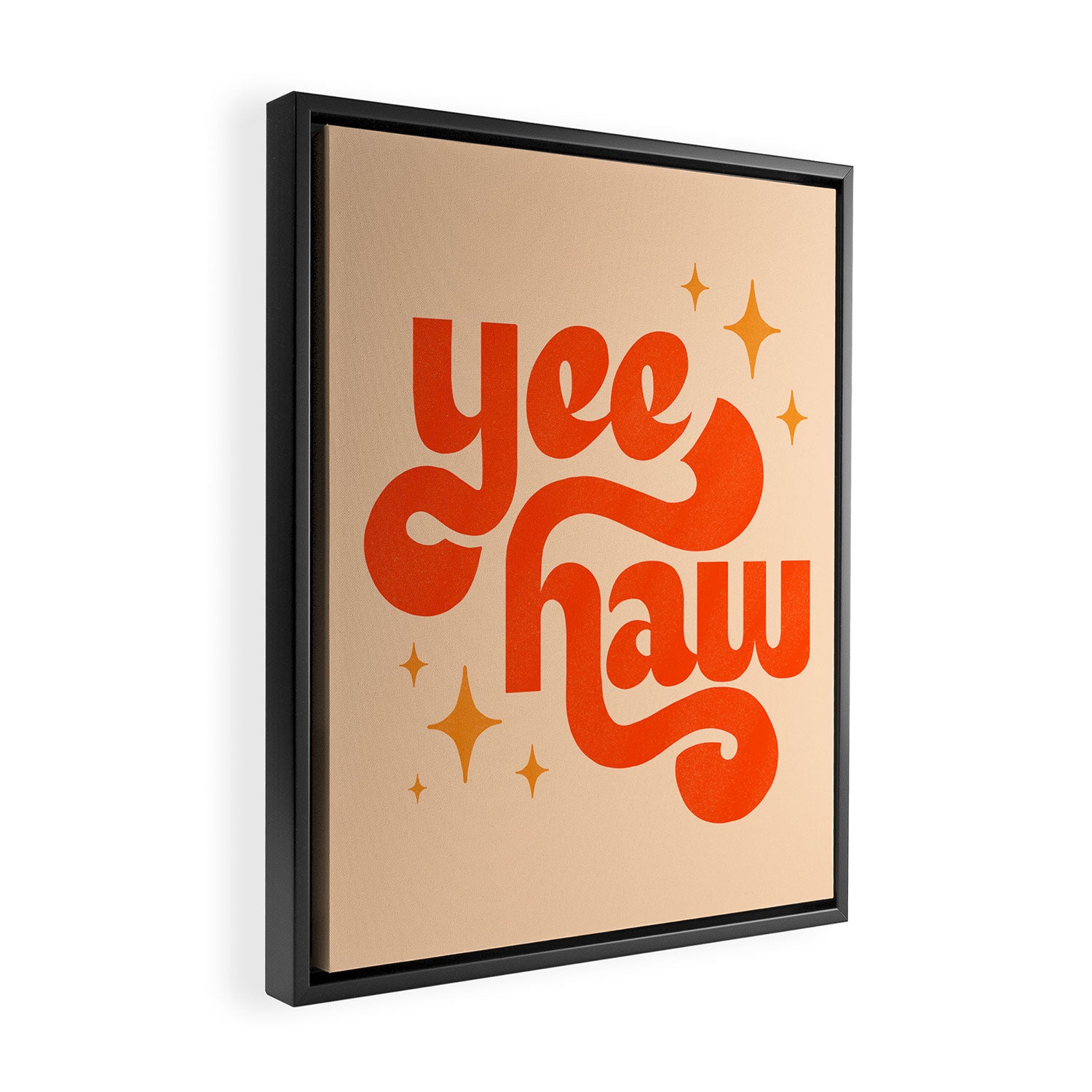 Yee Haw - Orange on Cream Framed Canvas Print Gallery Image 2