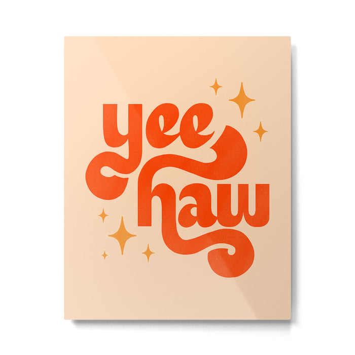 Yee Haw - Orange on Cream Metal Print Gallery Image 1