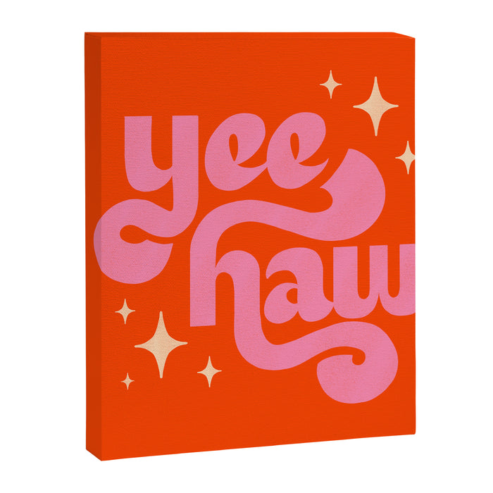Yee Haw - Pink on Orange Canvas Print Gallery Image 1